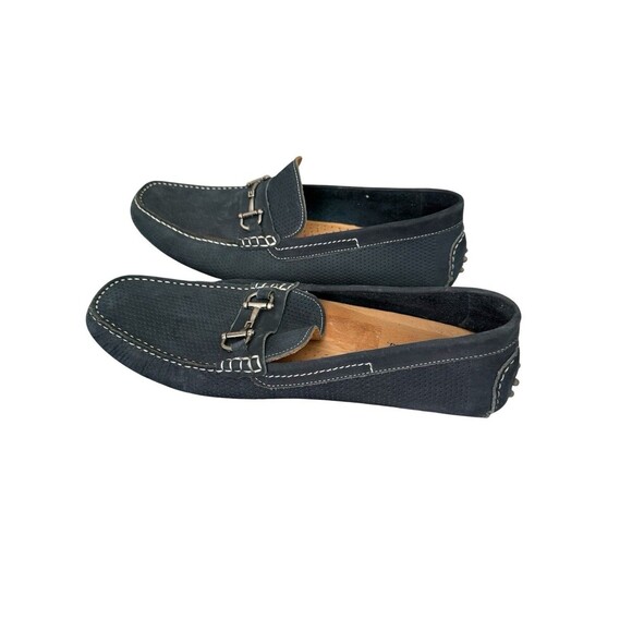 Men’s Size 15 Navy Blue Nubuck Suede Leather Shoes Horsebit Buckle Loafers main image 10